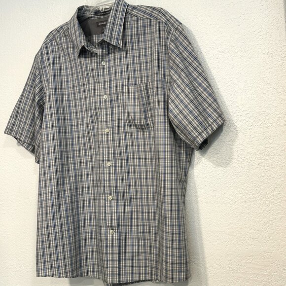 Eddie Bauer Wrinkle Free Relaxed Fit Plaid Button Up Shirt Short Sleeves Mens XL - Picture 7 of 10
